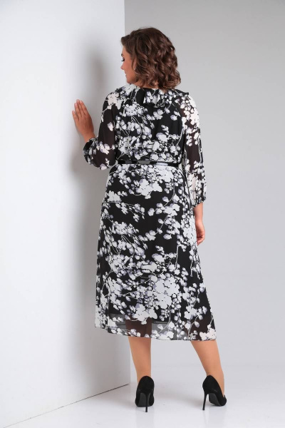 Платье из шифона с воланом и кружевной вставкой LadisLine 1470 веточки - фото 6