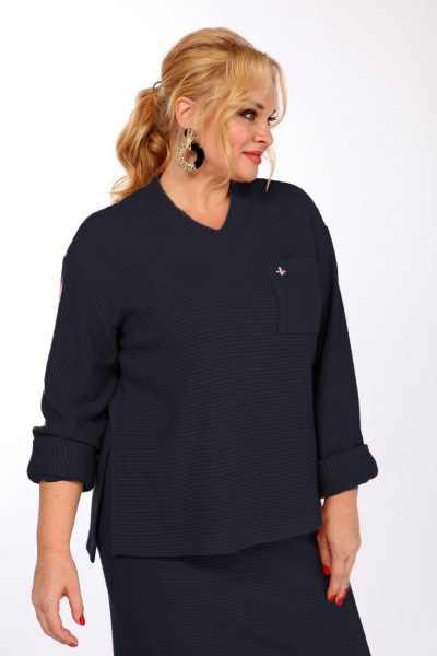 Джемпер и юбка из трикотажа с асимметричным низом Jurimex 2993 синий - фото 2