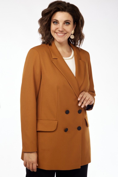 Жакет на подкладке с двубортной застежкой и рельефами Matini 4.1030 горчица - фото 2