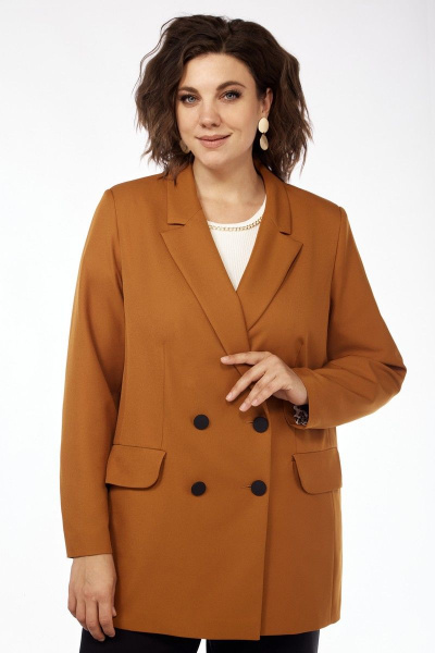 Жакет на подкладке с двубортной застежкой и рельефами Matini 4.1030 горчица - фото 1