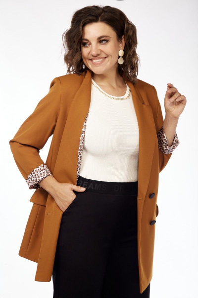 Жакет на подкладке с двубортной застежкой и рельефами Matini 4.1030 горчица - фото 13