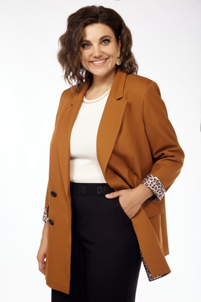 Жакет на подкладке с двубортной застежкой и рельефами Matini 4.1030 горчица - фото 12