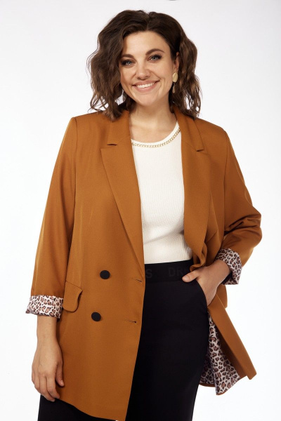 Жакет на подкладке с двубортной застежкой и рельефами Matini 4.1030 горчица - фото 11