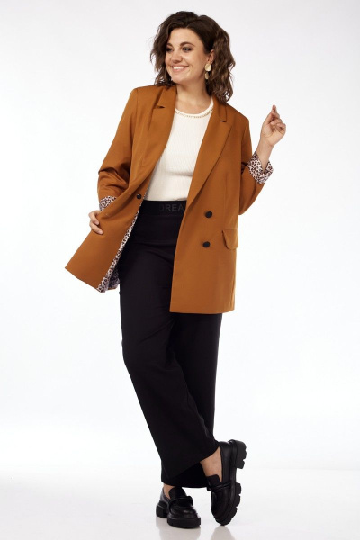 Жакет на подкладке с двубортной застежкой и рельефами Matini 4.1030 горчица - фото 10