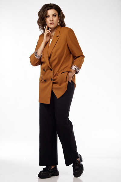 Жакет на подкладке с двубортной застежкой и рельефами Matini 4.1030 горчица - фото 8