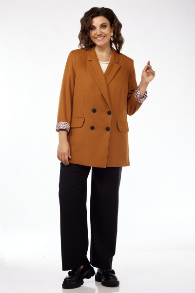 Жакет на подкладке с двубортной застежкой и рельефами Matini 4.1030 горчица - фото 6