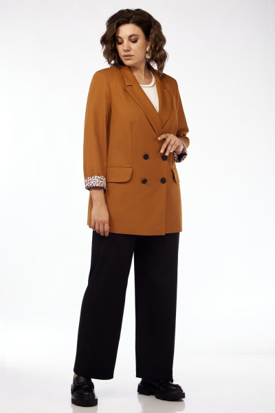 Жакет на подкладке с двубортной застежкой и рельефами Matini 4.1030 горчица - фото 5