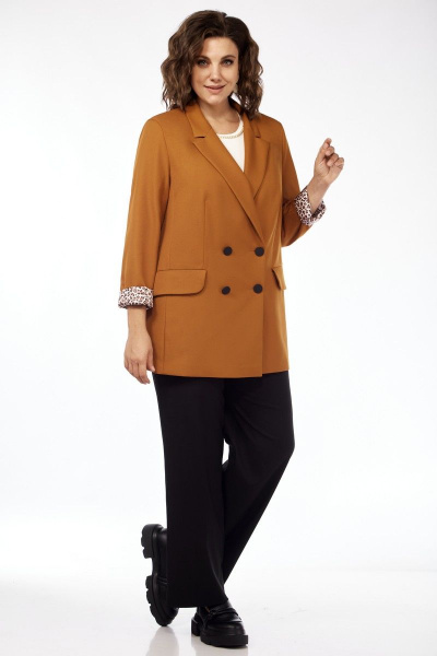 Жакет на подкладке с двубортной застежкой и рельефами Matini 4.1030 горчица - фото 4