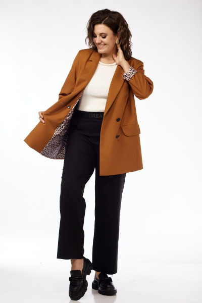 Жакет на подкладке с двубортной застежкой и рельефами Matini 4.1030 горчица - фото 3