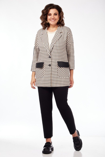 Жакет бежевого цвета с воротником-пиджачным и накладными карманами Matini 4.1481/1 бежевый - фото 15