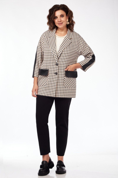 Жакет бежевого цвета с воротником-пиджачным и накладными карманами Matini 4.1481/1 бежевый - фото 11