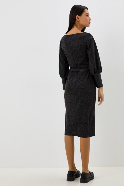 Платье с поясом и боковым разрезом из вискозы Patriciа F15238 черный - фото 3