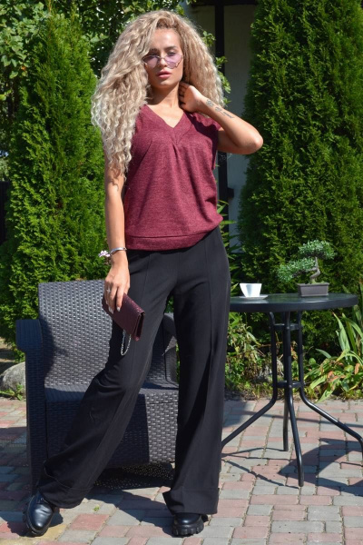 Жилет из трикотажа с V-образным вырезом для демисезона Patriciа NY14949 бордовый - фото 1