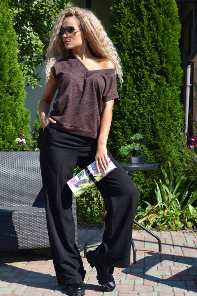 Жилет из трикотажа с V-образным вырезом для демисезона Patriciа NY14949 коричневый - фото 1