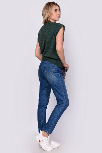 Жилет из трикотажа с V-образным вырезом для демисезона Patriciа NY14949 темно-зеленый - фото 2