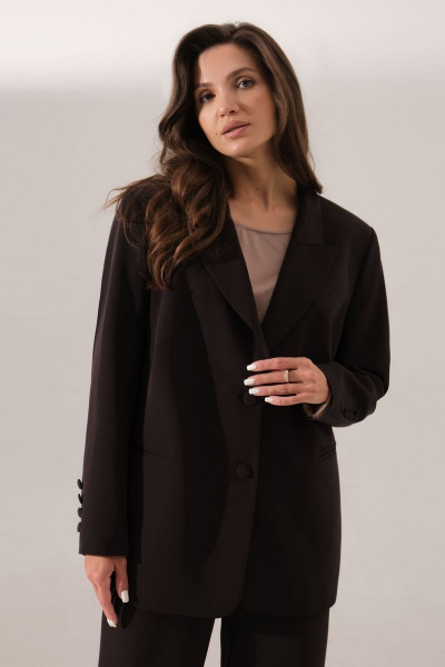 Костюм брюки и жакет из смесовой ткани для офиса Панда 161921w черный - фото 2