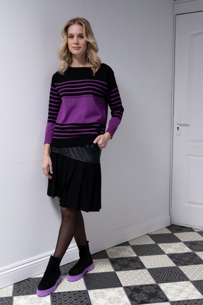 Юбка А-силуэта из трикотажа с накладными карманами Barbara Geratti С8239BG чёрный - фото 5