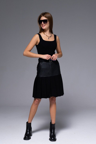 Юбка А-силуэта из трикотажа с накладными карманами Barbara Geratti С8239BG чёрный - фото 4