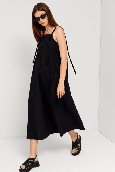 Платье черное из хлопка для ежедневных образов BURVIN 8986-81 - фото 1