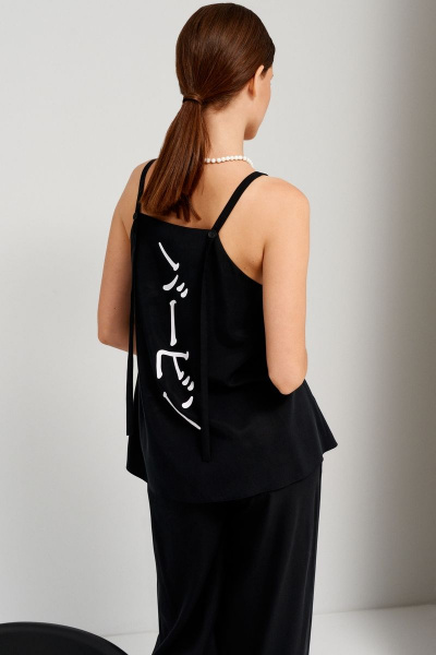 Блуза черная из текстиля без рукавов и застежки BURVIN 8987-51 - фото 2