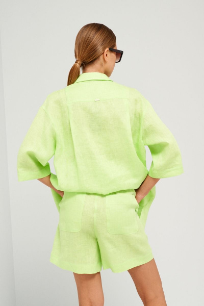 Зеленая рубашка из хлопка и текстиля для повседневной носки BURVIN 9080-51 - фото 3