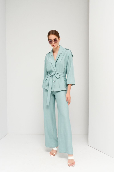 Бирюзовый жакет из текстиля для повседневных образов BURVIN 9048-71 - фото 2