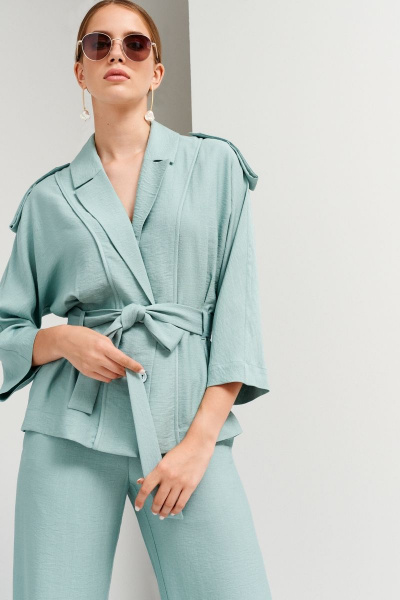 Бирюзовый жакет из текстиля для повседневных образов BURVIN 9048-71 - фото 1