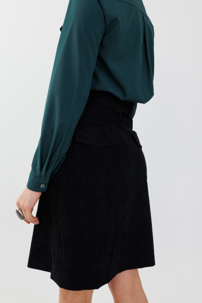 Деловая трапеция юбка до колена с карманами Anelli 943 черный - фото 10