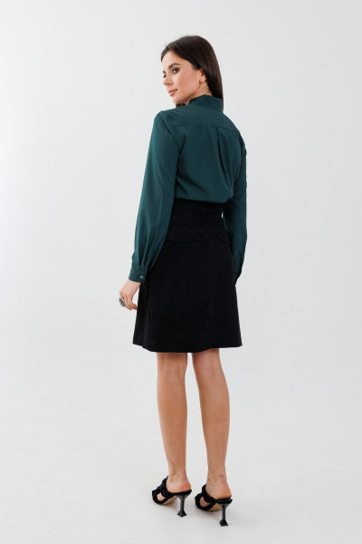 Деловая трапеция юбка до колена с карманами Anelli 943 черный - фото 8