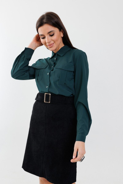 Деловая трапеция юбка до колена с карманами Anelli 943 черный - фото 6