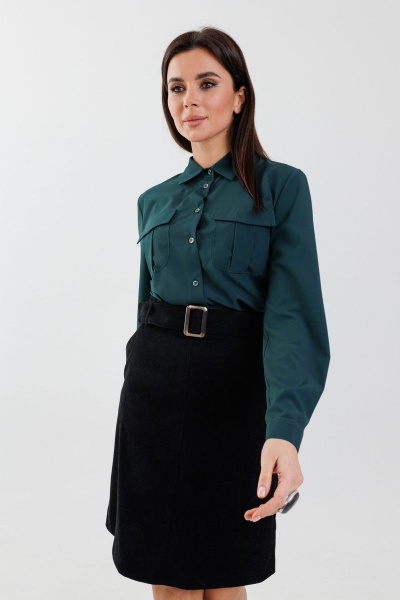 Деловая трапеция юбка до колена с карманами Anelli 943 черный - фото 5