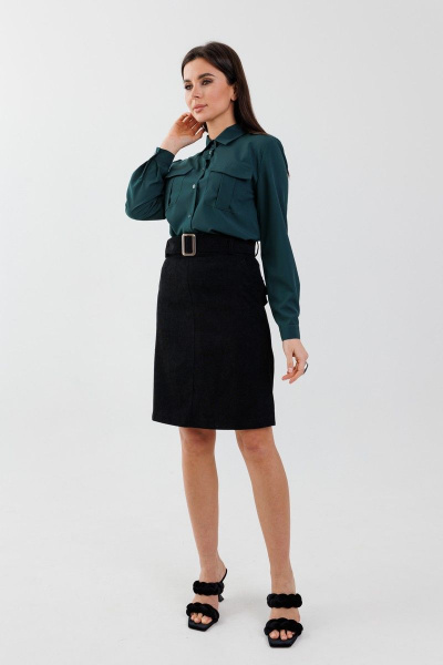 Деловая трапеция юбка до колена с карманами Anelli 943 черный - фото 4