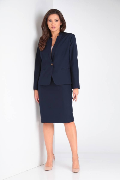 Жакет, юбка Vilena 921 темно-синий - фото 1