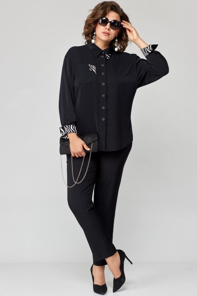 Блуза EVA GRANT 7182-1 черный+зебра - фото 9