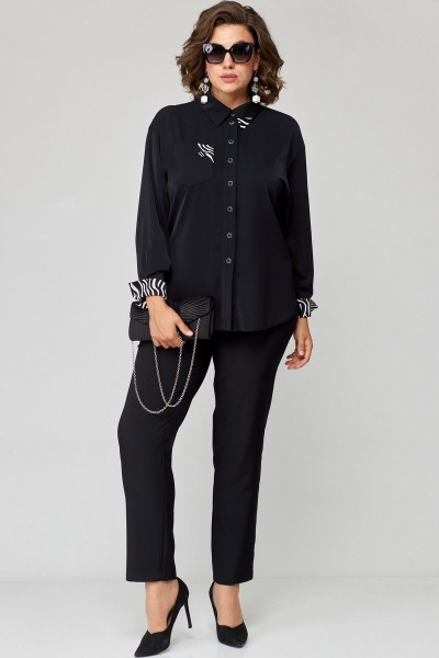 Блуза EVA GRANT 7182-1 черный+зебра - фото 6