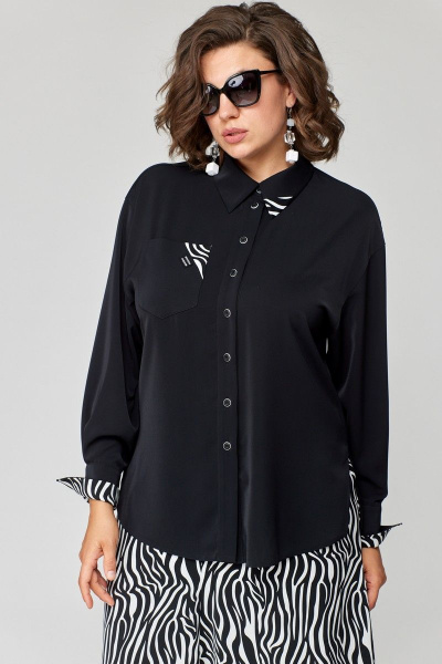 Блуза EVA GRANT 7182-1 черный+зебра - фото 2