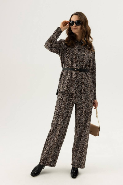 Брюки палаццо широкие с анималистичным принтом Femme & Devur 90013 1.32F(164) - фото 1
