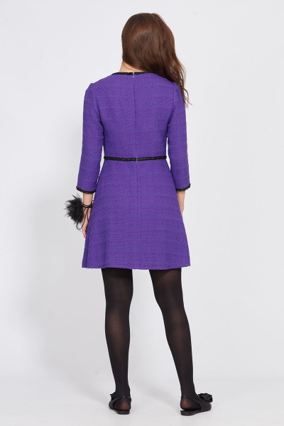 Платье из твида с отрезной линией и декоративными клапанами EOLA 2494 фиолет - фото 2