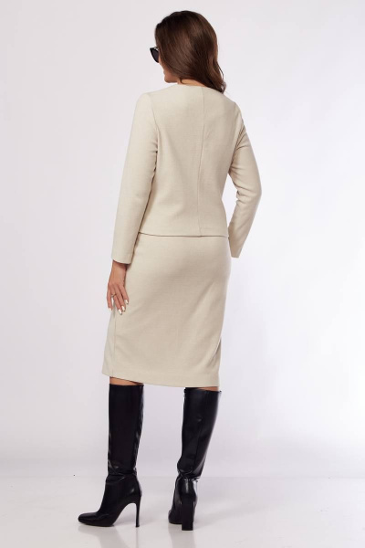 Двухпредметный комплект юбка и джемпер с эко-кожей Karina deLux M-1162 молочный - фото 7