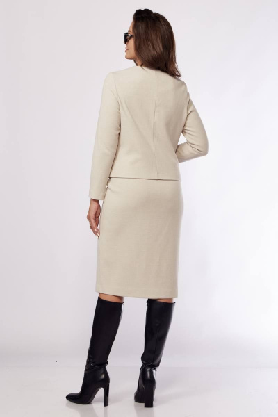 Двухпредметный комплект юбка и джемпер с эко-кожей Karina deLux M-1162 молочный - фото 6