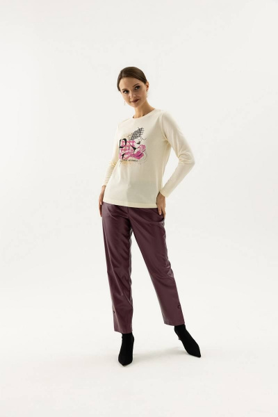 Стильный бежевый джемпер с длиной на бедрах и яркой печатью Femme & Devur 30776 2.2F(170) - фото 2