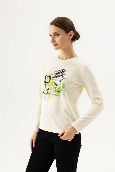 Приталенный бежевый трикотажный джемпер с оригинальной печатью Femme & Devur 30776 1.2F(170) - фото 5