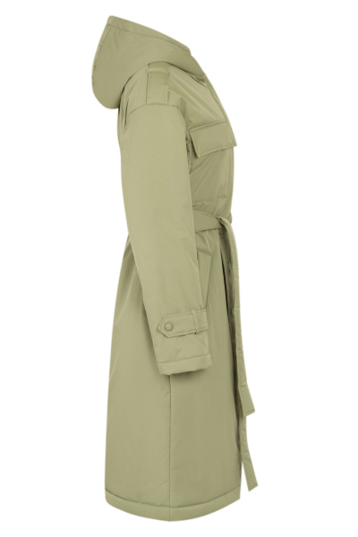 Пальто демисезонное текстиль зеленый стиль на каждый день Elema 5-12467-1-164 полынь - фото 2