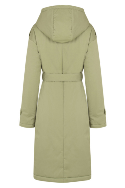Пальто демисезонное текстиль зеленый стиль на каждый день Elema 5-12467-1-164 полынь - фото 3