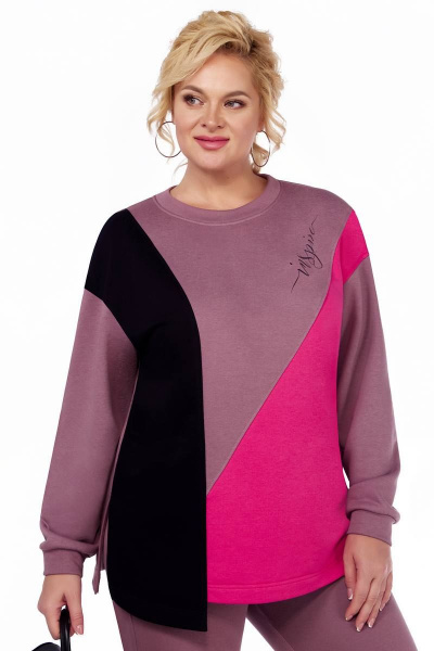 Юбка солнце из текстиля с пышной разводкой и поясом LaKona 11553 дымчато-розовый - фото 3