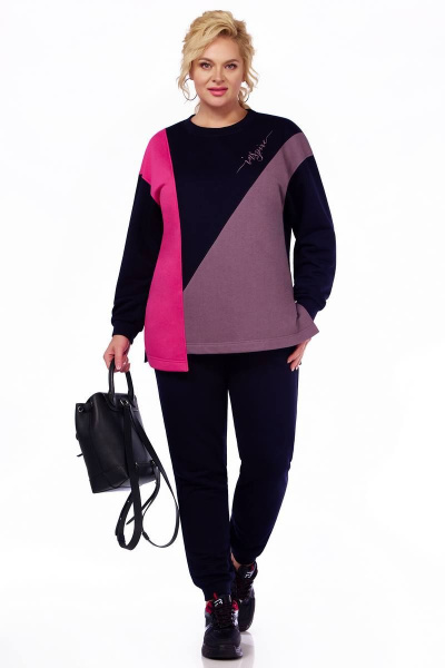 Брюки и джемпер в спортивном стиле из трикотажа с контрастными вставками LaKona 11553 синий - фото 1