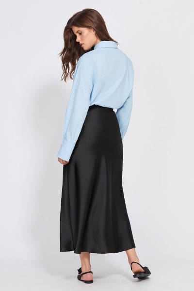 Миди юбка из атласа с косым кроем и потайной застежкой EOLA 2455 черный - фото 15