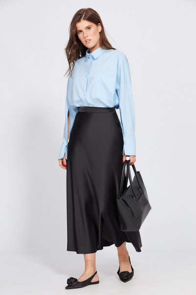 Миди юбка из атласа с косым кроем и потайной застежкой EOLA 2455 черный - фото 12