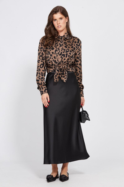 Миди юбка из атласа с косым кроем и потайной застежкой EOLA 2455 черный - фото 11