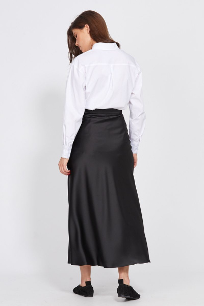 Миди юбка из атласа с косым кроем и потайной застежкой EOLA 2455 черный - фото 10